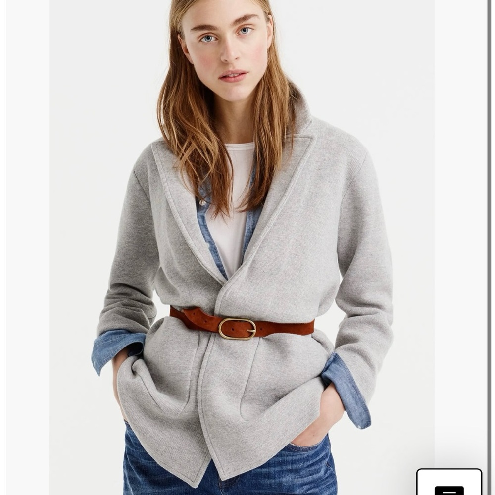 J. Crew Gray 100% Merino Wool Corpcore Old Money Sweater Blazer Jacket Sz- S